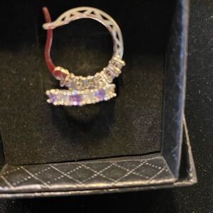 Chic Gold and Purple Hoop Earrings